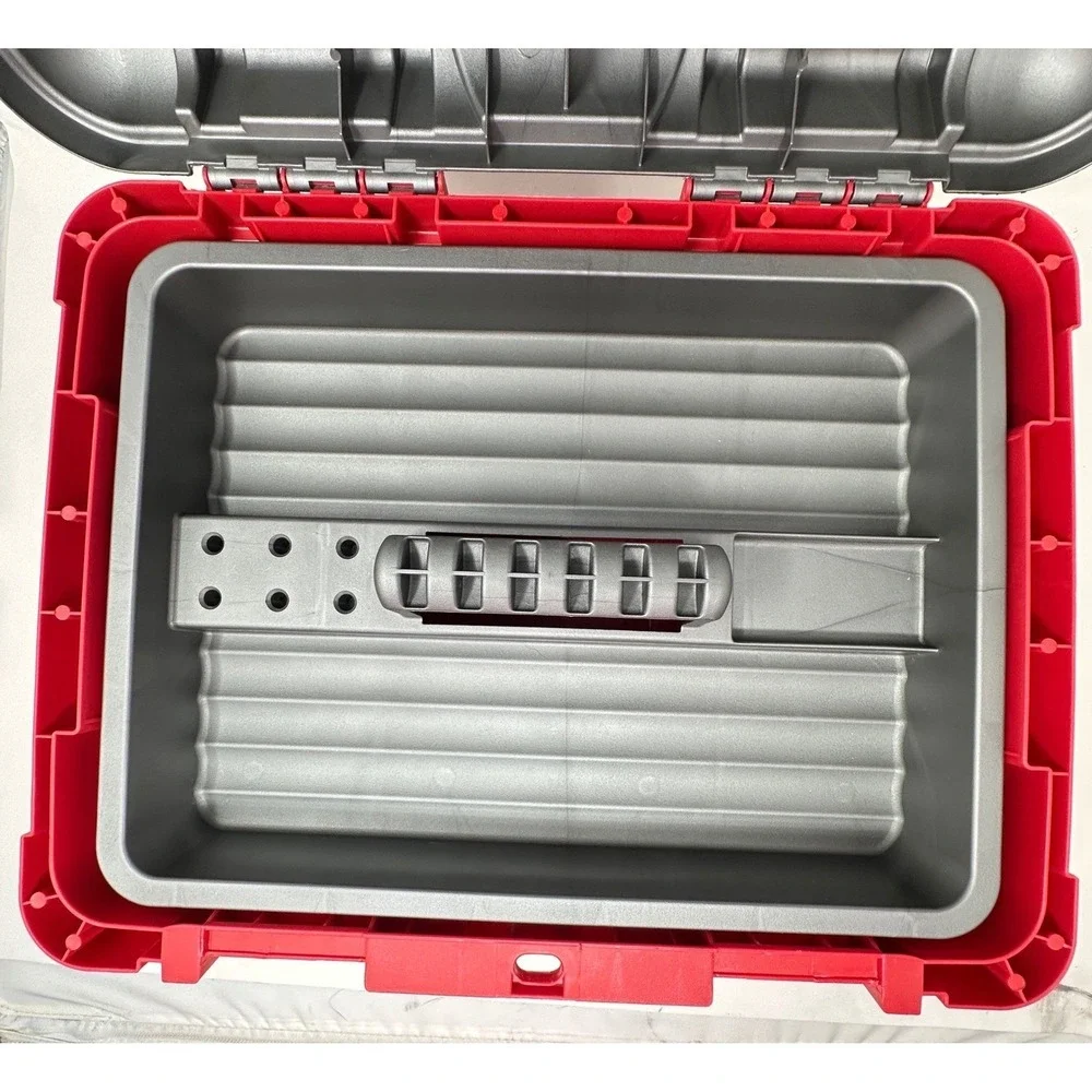 Keter Heavy Duty Plastic Tool Box Red Gray Metal Latches Portable 16 Inch Case
